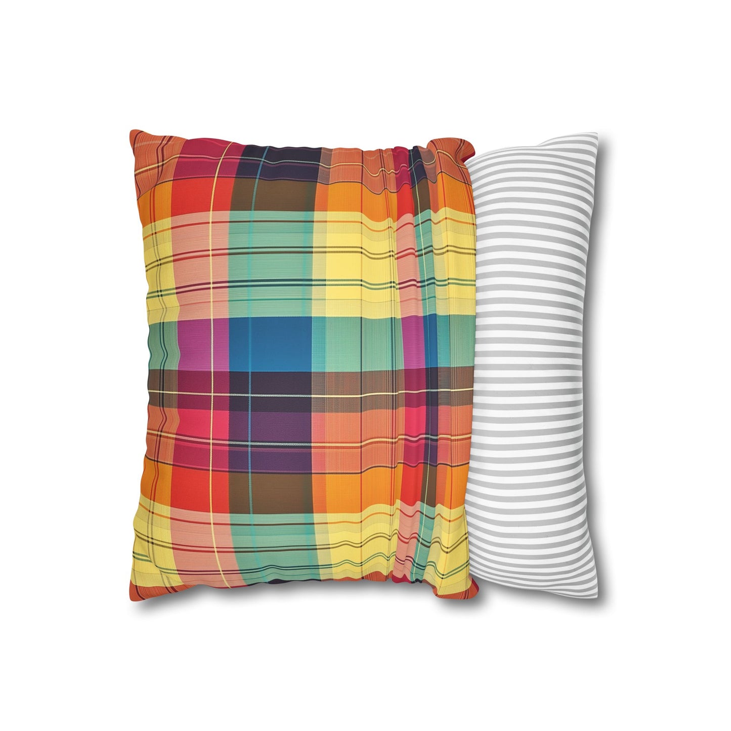 Marina: Madras Inspired Throw Pillow Cover