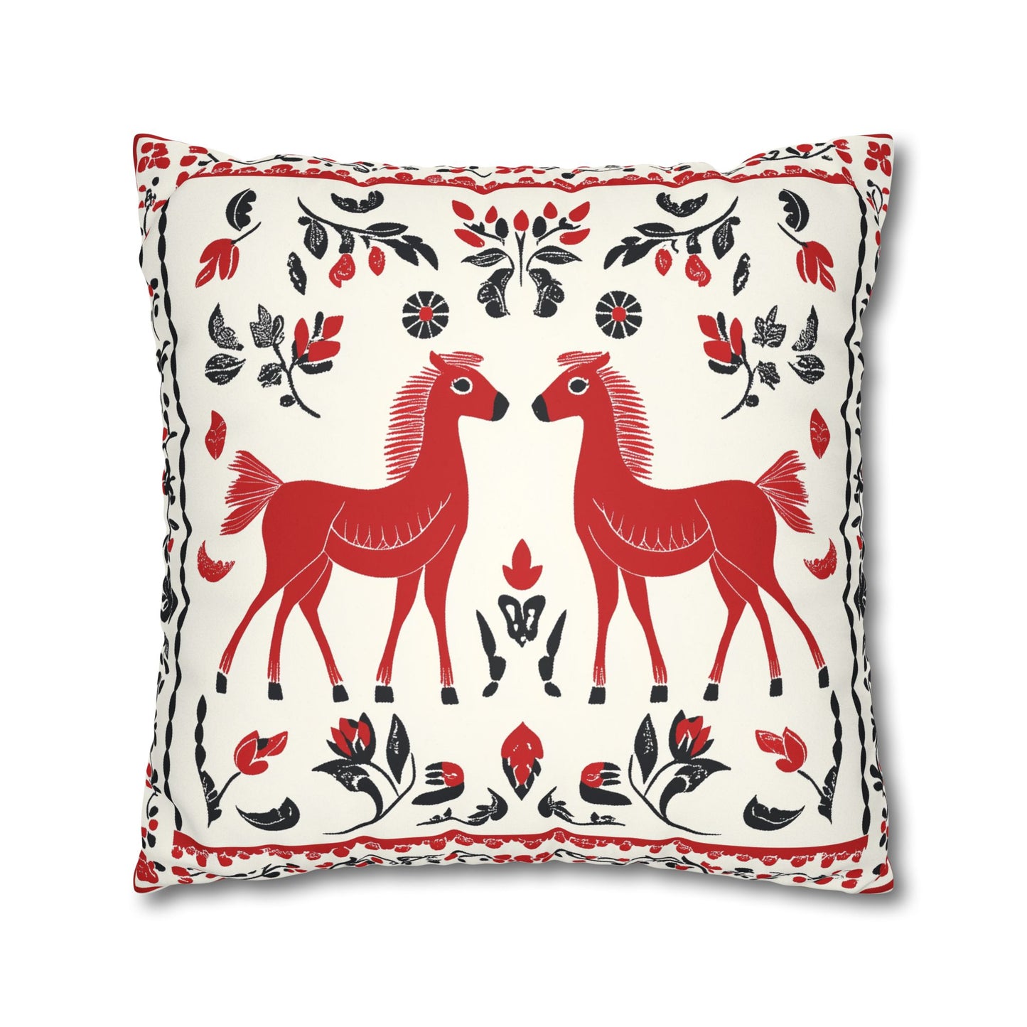 Rus: Russian Mezen Inspired Throw Pillow Cover