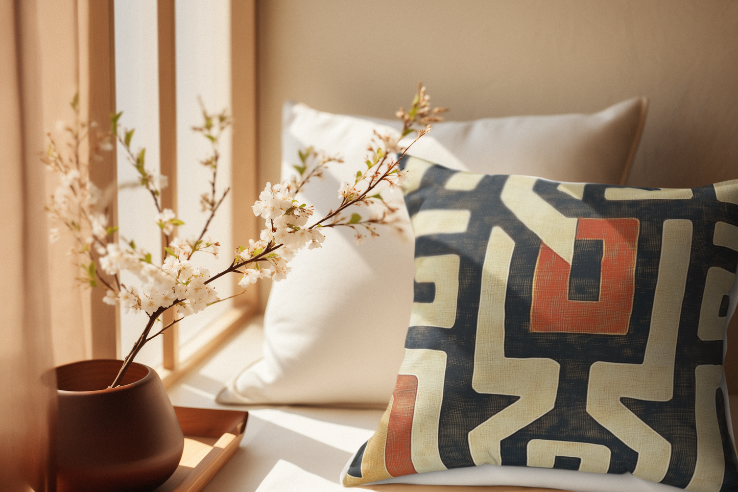 Mbala: Congo Kuba Inspired Throw Pillow Cover