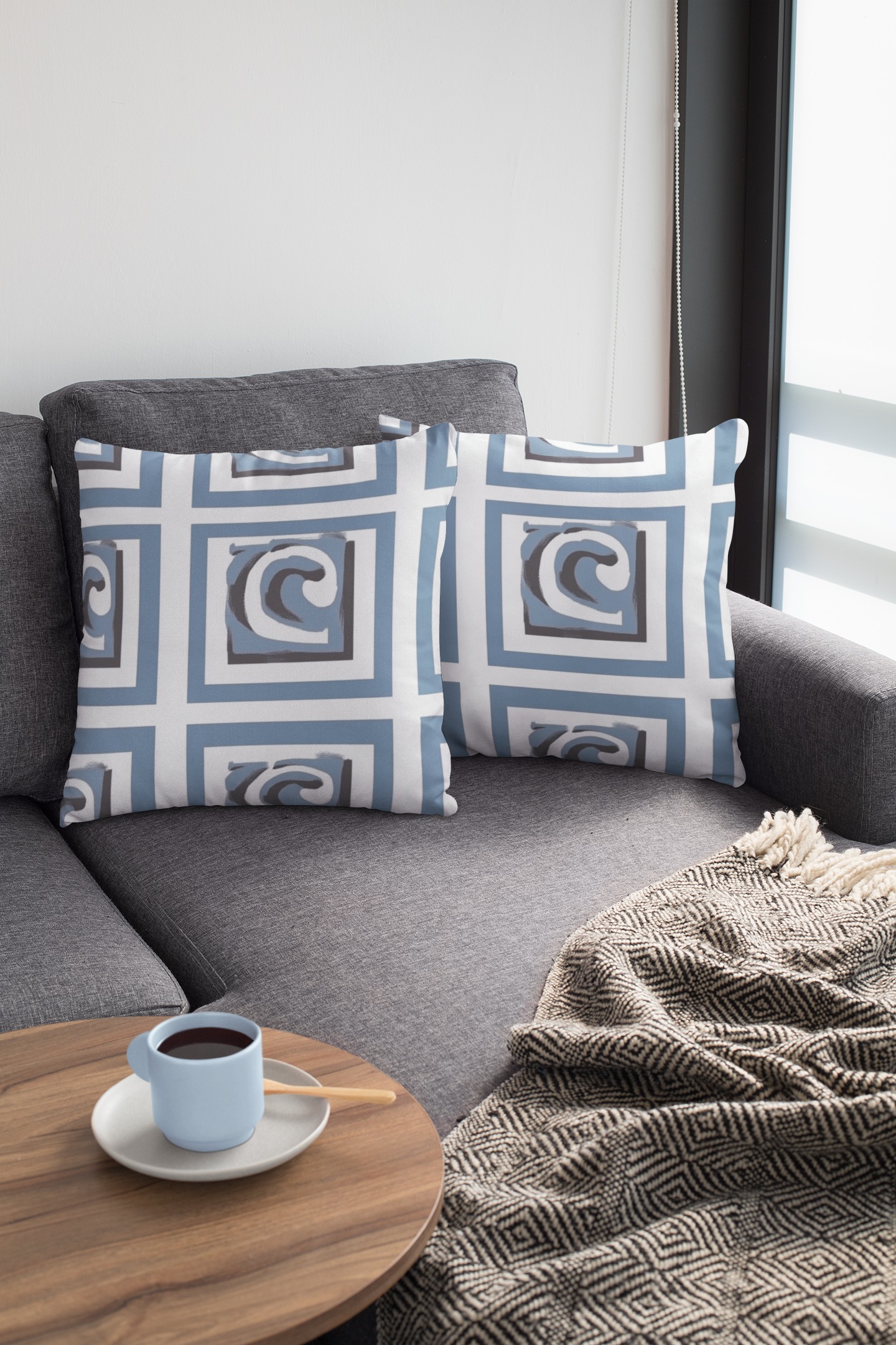 Labyrinth: Greek Meandros Inspired Throw Pillow Cover