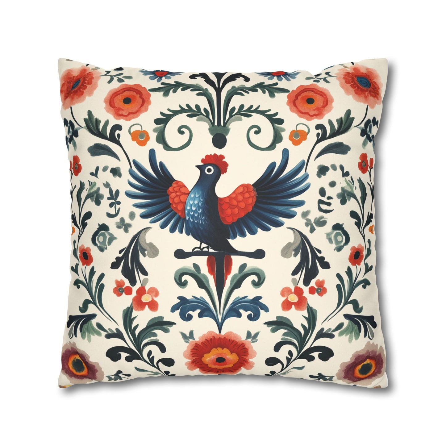 Glück: Pennsylvania Dutch Distelfink Inspired Throw Pillow Cover