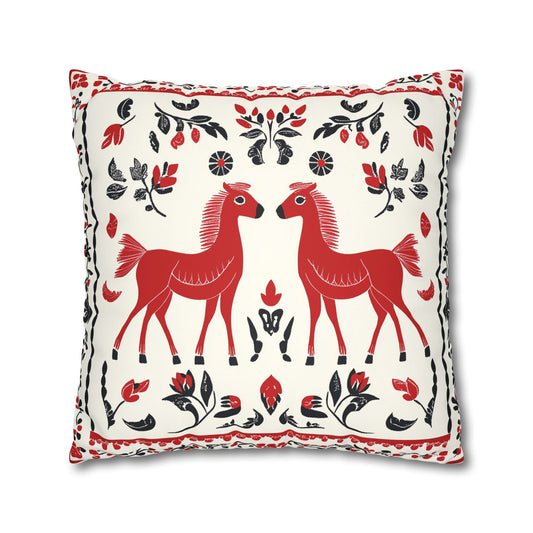 Rus: Russian Mezen Inspired Throw Pillow Cover