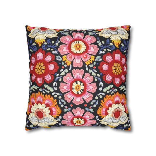Virág: Hungarian Matyó Inspired Throw Pillow Cover
